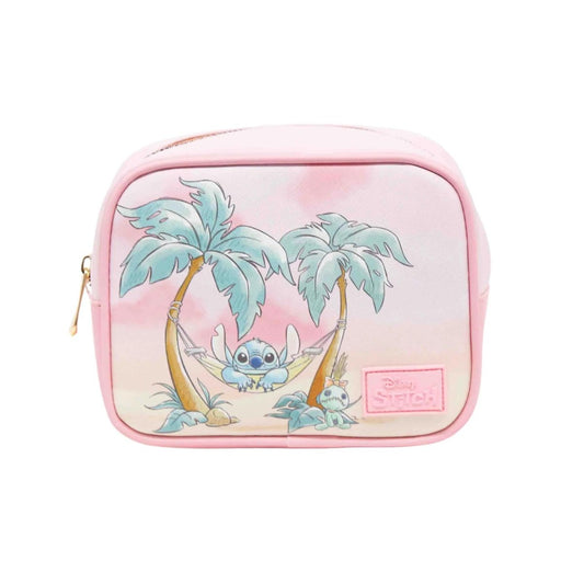 Impressions Vanity Stitch Sunset Cosmetic Bag – Light Pink Faux Saffiano Leather Makeup Pouch with Gold Hardware