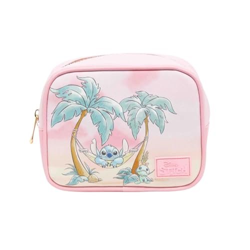 Impressions Vanity Stitch Sunset Cosmetic Bag – Light Pink Faux Saffiano Leather Makeup Pouch with Gold Hardware - görsel 2