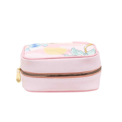 Impressions Vanity Stitch Sunset Cosmetic Bag – Light Pink Faux Saffiano Leather Makeup Pouch with Gold Hardware