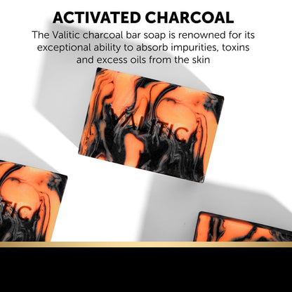 VALITIC Charcoal Kojic Acid Turmeric Black Soap Bar - Dark Spot Remover for Body & Face, 2 Pack with African Net Sponge Avelisse