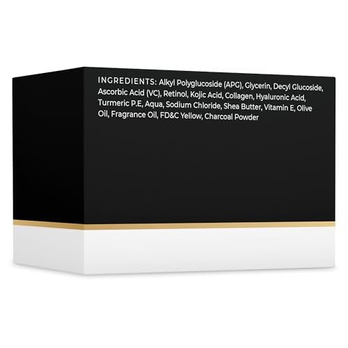 VALITIC Charcoal Kojic Acid Turmeric Black Soap Bar - Dark Spot Remover for Body & Face, 2 Pack with African Net Sponge Avelisse