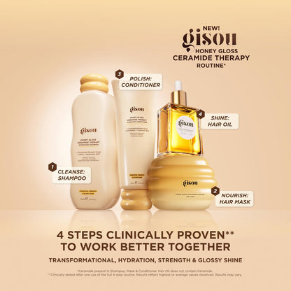 Gisou Honey Gloss Ceramide Therapy Hydrating Conditioner – Smooths, Detangles & Adds Shine with Mirsalehi Honey & Ceramides Avelisse
