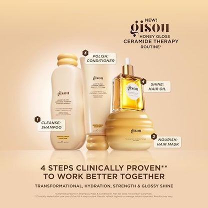 Gisou Honey Gloss Ceramide Therapy Hydrating Shampoo – Deeply Cleanses & Restores Moisture with Ceramides & AHAs, Wildflower Honey Scent, 8.5 fl oz Avelisse