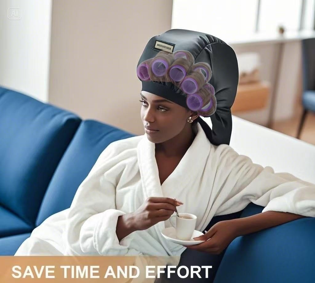 Hair Roller-Specific Heating Bonnet - Shorten Heatless Rods Curling Time, Frizz Control, Lightweight & Portable for Travel (Rollers Not Included) - görsel 11