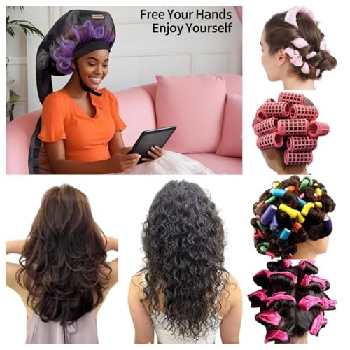 Hair Roller-Specific Heating Bonnet - Shorten Heatless Rods Curling Time, Frizz Control, Lightweight & Portable for Travel (Rollers Not Included) - görsel 4