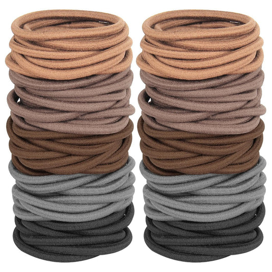 120PCS Thick Hair Elastics for Women Girls – No Damage Seamless Hair Ties, High Elastic Ponytail Holders for Thick, Curly, Long Hair – Neutral Colors (4mm) Avelisse