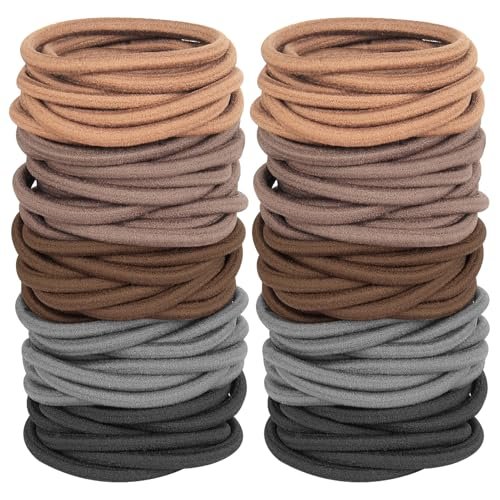 120PCS Thick Hair Elastics for Women Girls – No Damage Seamless Hair Ties, High Elastic Ponytail Holders for Thick, Curly, Long Hair – Neutral Colors (4mm) Avelisse