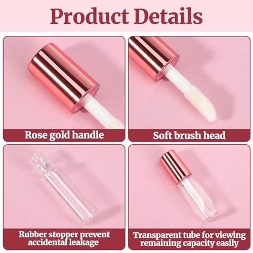 IANFAN 10-Pack Empty Lip Gloss Tubes - 1.2ml Mini Refillable Lip Balm Bottles with Brush & Rubber Insert - Clear Plastic for DIY Makeup, Travel, Samples - görsel 6