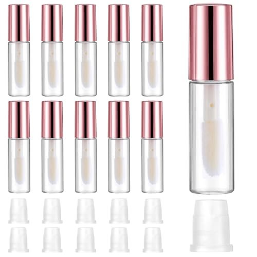 IANFAN 10-Pack Empty Lip Gloss Tubes - 1.2ml Mini Refillable Lip Balm Bottles with Brush & Rubber Insert - Clear Plastic for DIY Makeup, Travel, Samples - görsel 2