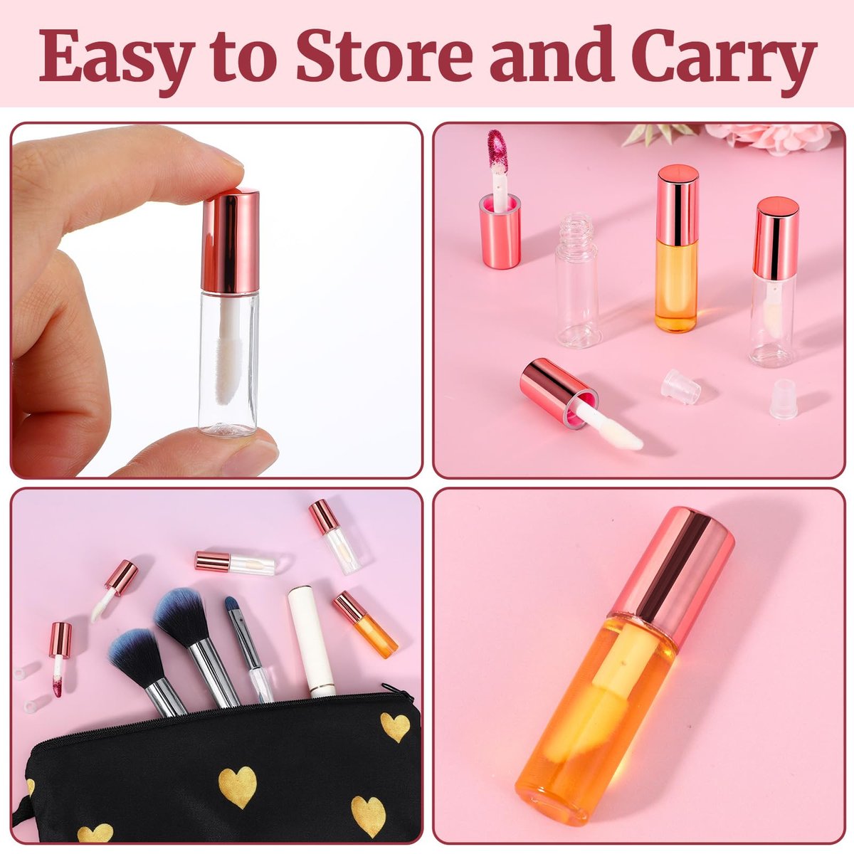 IANFAN 10-Pack Empty Lip Gloss Tubes - 1.2ml Mini Refillable Lip Balm Bottles with Brush & Rubber Insert - Clear Plastic for DIY Makeup, Travel, Samples - görsel 9