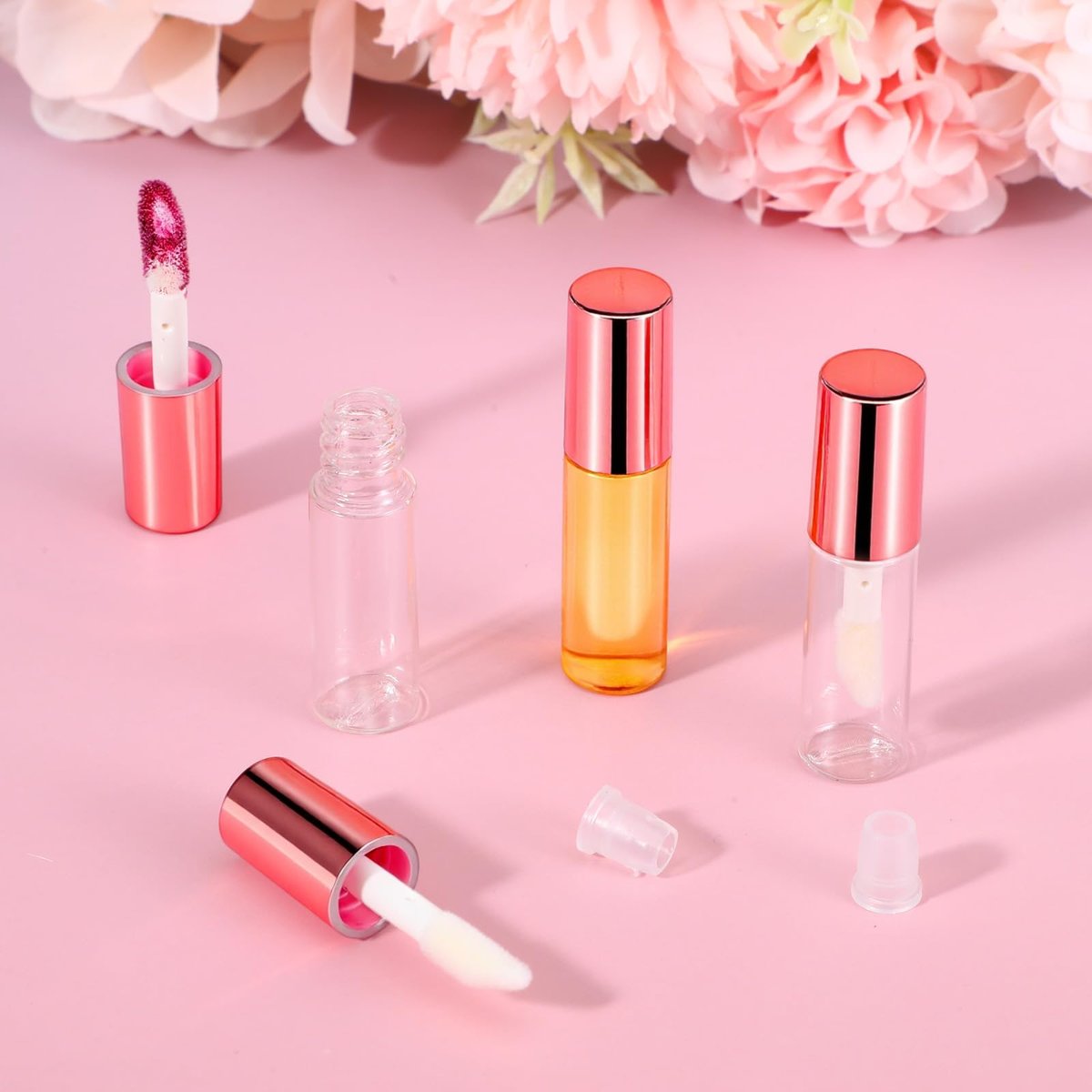 IANFAN 10-Pack Empty Lip Gloss Tubes - 1.2ml Mini Refillable Lip Balm Bottles with Brush & Rubber Insert - Clear Plastic for DIY Makeup, Travel, Samples - görsel 7