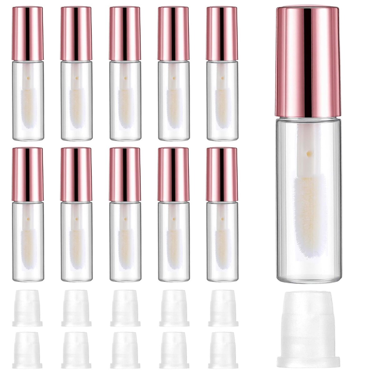 IANFAN 10-Pack Empty Lip Gloss Tubes - 1.2ml Mini Refillable Lip Balm Bottles with Brush & Rubber Insert - Clear Plastic for DIY Makeup, Travel, Samples - görsel 1