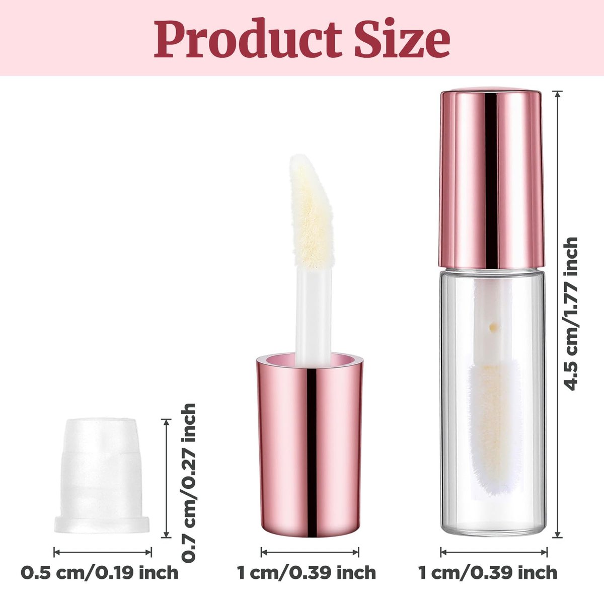 IANFAN 10-Pack Empty Lip Gloss Tubes - 1.2ml Mini Refillable Lip Balm Bottles with Brush & Rubber Insert - Clear Plastic for DIY Makeup, Travel, Samples - görsel 3