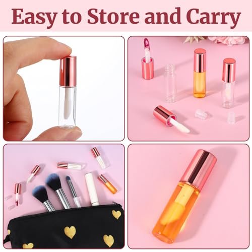 IANFAN 10-Pack Empty Lip Gloss Tubes - 1.2ml Mini Refillable Lip Balm Bottles with Brush & Rubber Insert - Clear Plastic for DIY Makeup, Travel, Samples - görsel 10