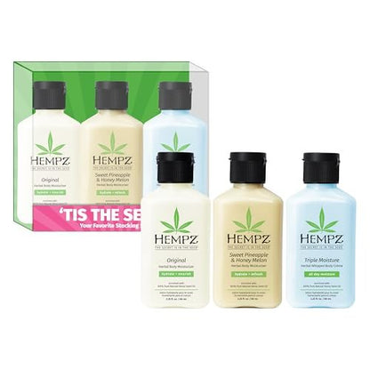 Hempz Mini Lotion Gift Set - Tis the Season - 3 Pack Travel Size Body Moisturizer - Limited Edition - 2.25 oz Each Avelisse