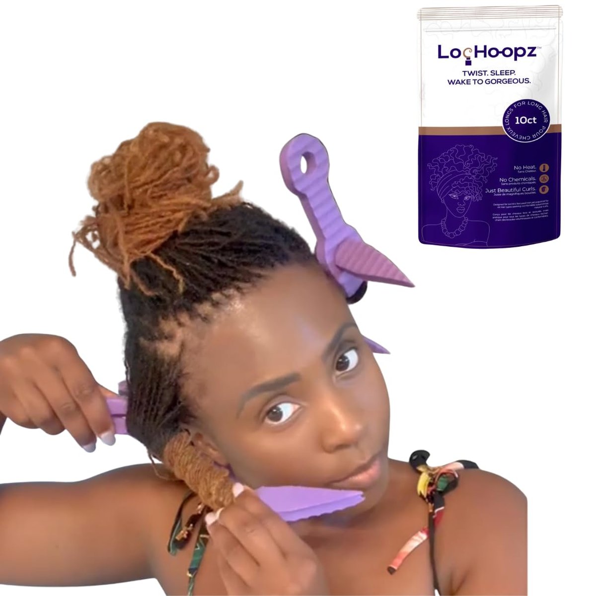 Loc Hoopz – 10 Long Hair Foam Curling Loops for Microlocs & Sisterlocks, No Heat Hair Curlers for Natural Curls, Soft Sleep-Friendly Rollers for Textured Hair Avelisse