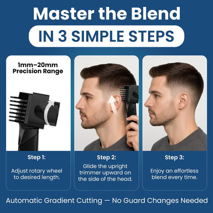 247 Groomed Self Haircut Trimmer For Men – Auto Blending Hair Trimmer, Self Hair Fading Tool, Adjustable Fade Guide (1–20mm), Hair Clippers, Beard, Nose Trimmer, Foil Shaver, Unisex Body Groomer Avelisse