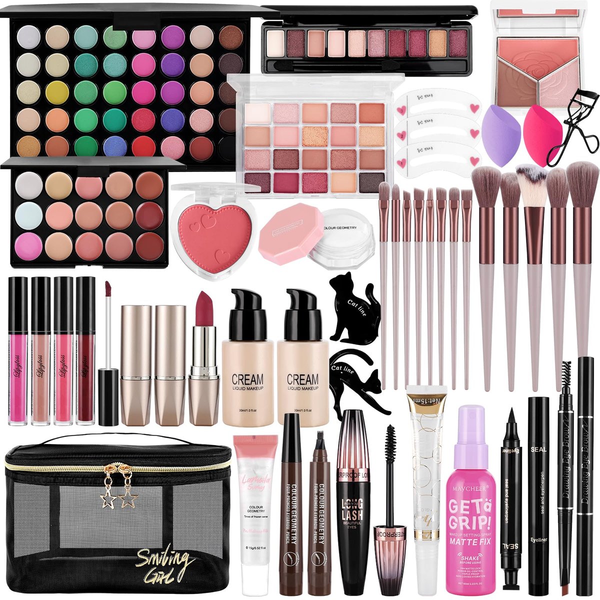 All-in-One Makeup Kit for Women & Teens: Foundation, Eyeshadow Palette, Brushes & More - Complete Makeup Set for Beginners, Gift for Mother's Day, Graduation Avelisse