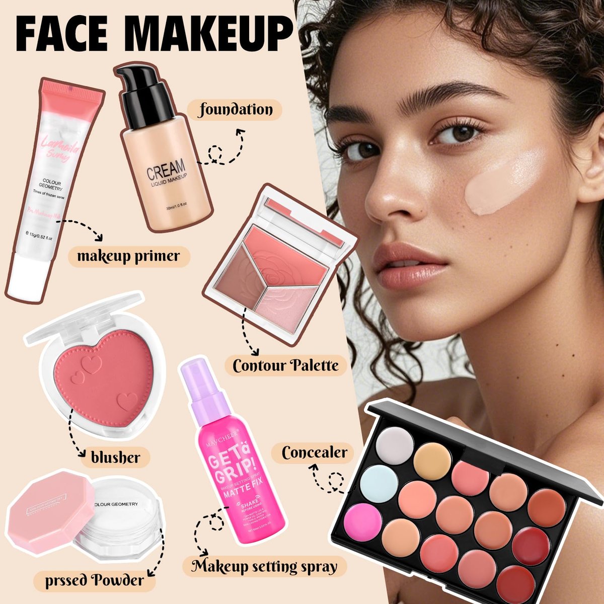 All-in-One Makeup Kit for Women & Teens: Foundation, Eyeshadow Palette, Brushes & More - Complete Makeup Set for Beginners, Gift for Mother's Day, Graduation Avelisse