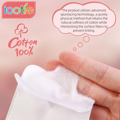 200-Count 100% Cotton Ultra Soft Square Eye Cotton Pads – Spunlace Technology, Makeup Remover Pads for Facial Cleansing, All Skin Types - görsel 5