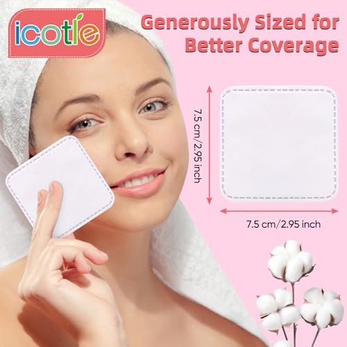 200-Count 100% Cotton Ultra Soft Square Eye Cotton Pads – Spunlace Technology, Makeup Remover Pads for Facial Cleansing, All Skin Types - görsel 7