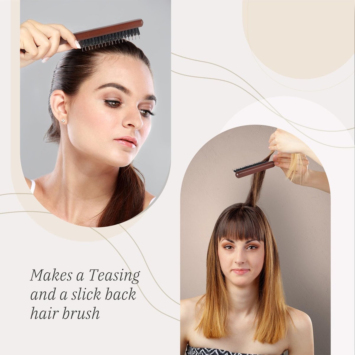 BESTOOL Pure Boar Bristle Hair Brush – Smooth Flyaways, Edge Control & Slick Back for Women, Men & Kids – Best for Sensitive Scalp, Medium, Thin & Fine Hair - görsel 5