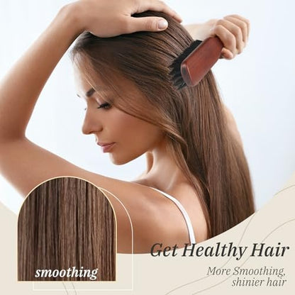 BESTOOL Pure Boar Bristle Hair Brush – Smooth Flyaways, Edge Control & Slick Back for Women, Men & Kids – Best for Sensitive Scalp, Medium, Thin & Fine Hair