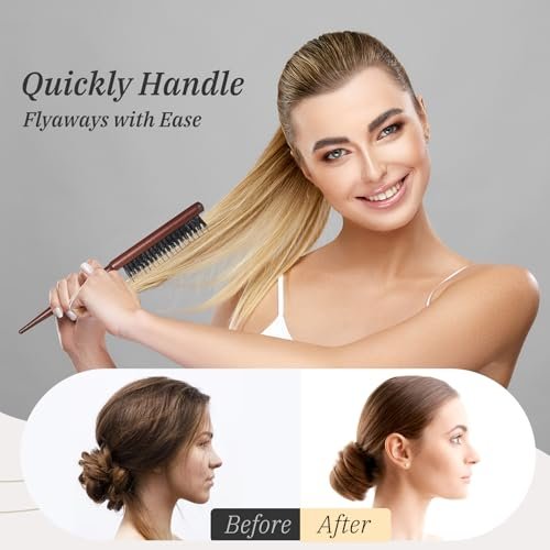BESTOOL Pure Boar Bristle Hair Brush – Smooth Flyaways, Edge Control & Slick Back for Women, Men & Kids – Best for Sensitive Scalp, Medium, Thin & Fine Hair - görsel 10
