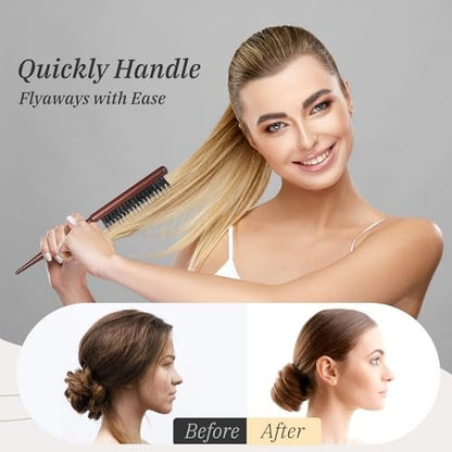 BESTOOL Pure Boar Bristle Hair Brush – Smooth Flyaways, Edge Control & Slick Back for Women, Men & Kids – Best for Sensitive Scalp, Medium, Thin & Fine Hair