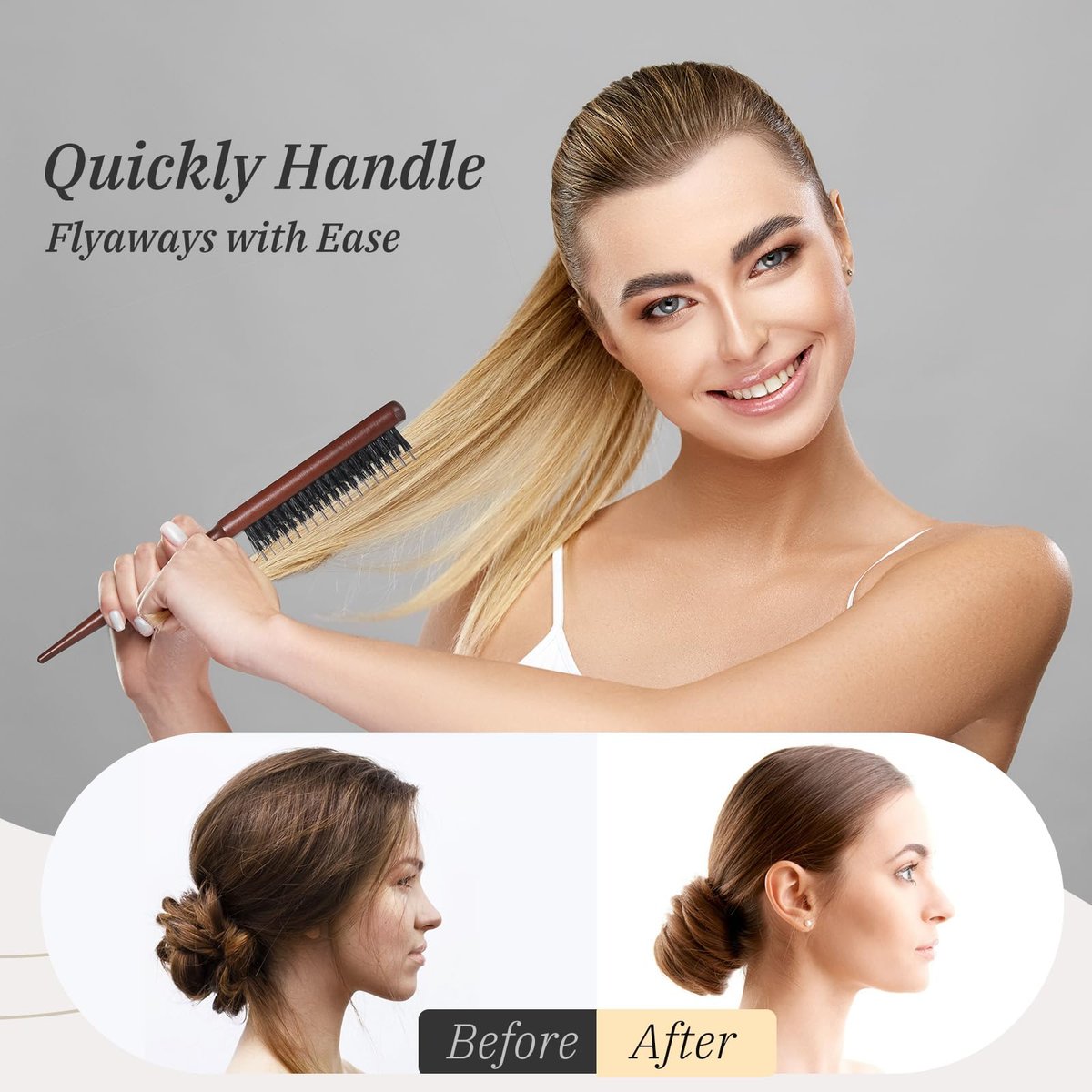 BESTOOL Pure Boar Bristle Hair Brush – Smooth Flyaways, Edge Control & Slick Back for Women, Men & Kids – Best for Sensitive Scalp, Medium, Thin & Fine Hair - görsel 9