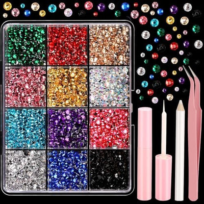 YGDZ Face Rhinestones Kit – Multicolor Face Eye Gems for Makeup, Face Jewels Set with Glue, Nail Gems, Body & Hair Rhinestones for Halloween & Party