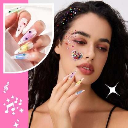 YGDZ Face Rhinestones Kit – Multicolor Face Eye Gems for Makeup, Face Jewels Set with Glue, Nail Gems, Body & Hair Rhinestones for Halloween & Party