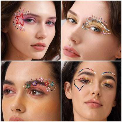 YGDZ Face Rhinestones Kit – Multicolor Face Eye Gems for Makeup, Face Jewels Set with Glue, Nail Gems, Body & Hair Rhinestones for Halloween & Party