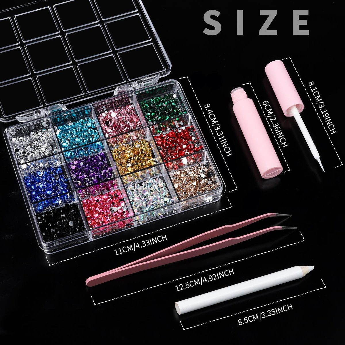 YGDZ Face Rhinestones Kit – Multicolor Face Eye Gems for Makeup, Face Jewels Set with Glue, Nail Gems, Body & Hair Rhinestones for Halloween & Party - görsel 5