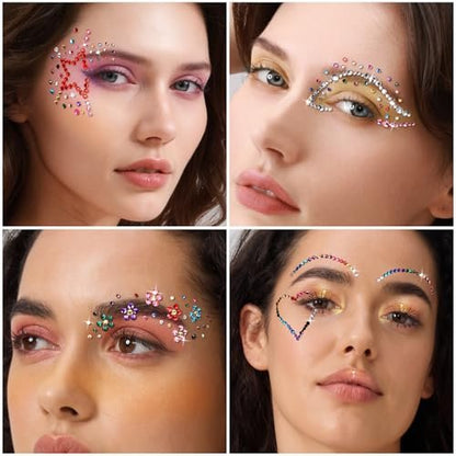 YGDZ Face Rhinestones Kit – Multicolor Face Eye Gems for Makeup, Face Jewels Set with Glue, Nail Gems, Body & Hair Rhinestones for Halloween & Party