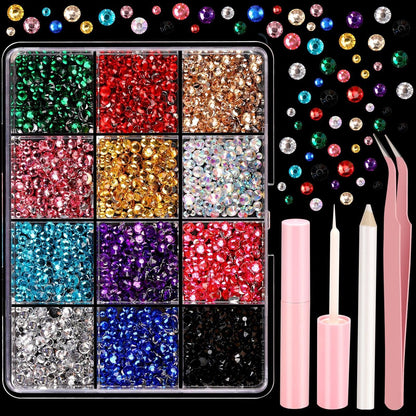 YGDZ Face Rhinestones Kit – Multicolor Face Eye Gems for Makeup, Face Jewels Set with Glue, Nail Gems, Body & Hair Rhinestones for Halloween & Party