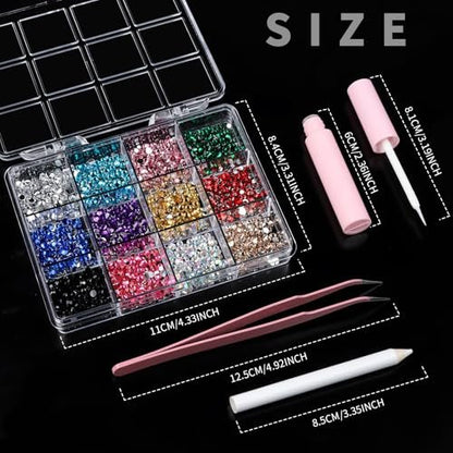 YGDZ Face Rhinestones Kit – Multicolor Face Eye Gems for Makeup, Face Jewels Set with Glue, Nail Gems, Body & Hair Rhinestones for Halloween & Party