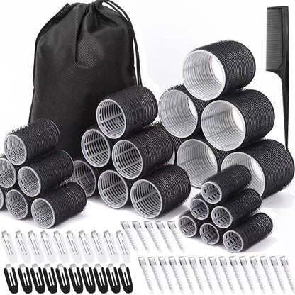 66 Pcs Hair Rollers for Women – Self Grip Rollers with Clips, 4 Sizes (60/48/36/25 mm) for Long, Medium & Short Hair, Includes Storage Bag and Comb