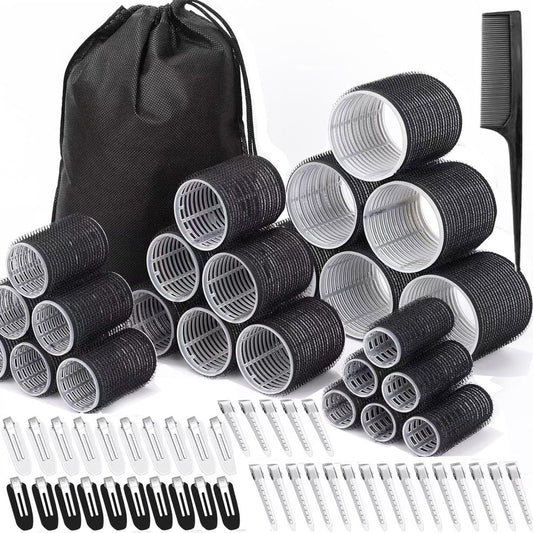 66 Pcs Hair Rollers for Women – Self Grip Rollers with Clips, 4 Sizes (60/48/36/25 mm) for Long, Medium & Short Hair, Includes Storage Bag and Comb