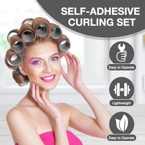 66 Pcs Hair Rollers for Women – Self Grip Rollers with Clips, 4 Sizes (60/48/36/25 mm) for Long, Medium & Short Hair, Includes Storage Bag and Comb - görsel 8