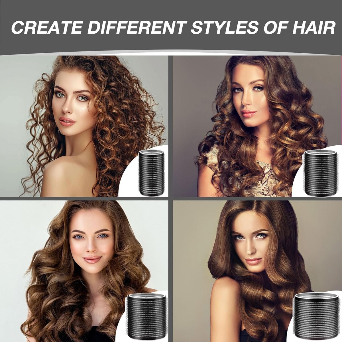 66 Pcs Hair Rollers for Women – Self Grip Rollers with Clips, 4 Sizes (60/48/36/25 mm) for Long, Medium & Short Hair, Includes Storage Bag and Comb - görsel 5