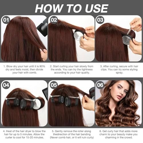 66 Pcs Hair Rollers for Women – Self Grip Rollers with Clips, 4 Sizes (60/48/36/25 mm) for Long, Medium & Short Hair, Includes Storage Bag and Comb - görsel 10