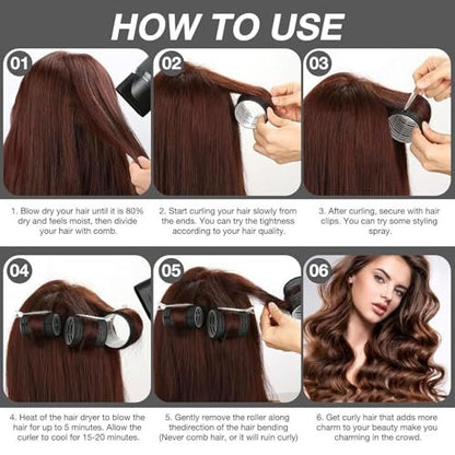 66 Pcs Hair Rollers for Women – Self Grip Rollers with Clips, 4 Sizes (60/48/36/25 mm) for Long, Medium & Short Hair, Includes Storage Bag and Comb