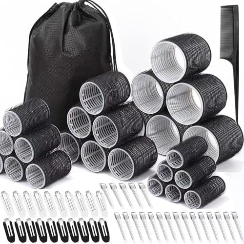 66 Pcs Hair Rollers for Women – Self Grip Rollers with Clips, 4 Sizes (60/48/36/25 mm) for Long, Medium & Short Hair, Includes Storage Bag and Comb - görsel 2