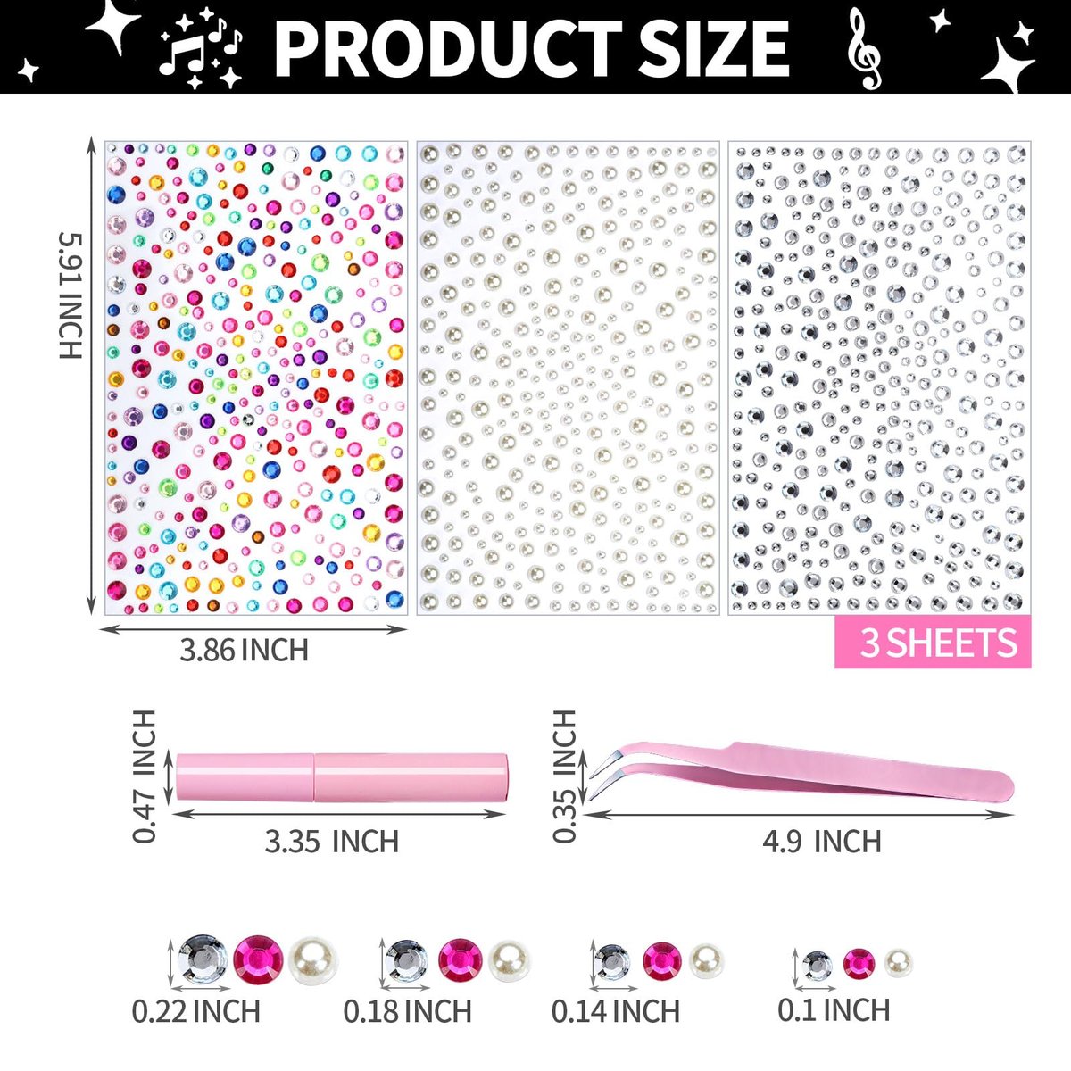 YGDZ Face Gems with Face Makeup Glue for Rhinestones - Multicolor Glass Face Jewels Stickers, Body Glue for Skin, Self Adhesive Rhinestones for Nail Art, Crafts - görsel 5