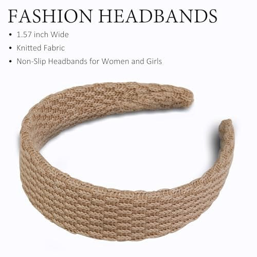 TEBIEKOY Knitted Headbands for Women - 4 Pack Non Slip Wide Hair Bands, Solid Color Elastic Hair Accessories for Girls Avelisse