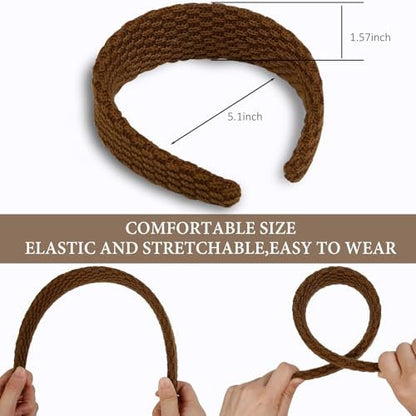 TEBIEKOY Knitted Headbands for Women - 4 Pack Non Slip Wide Hair Bands, Solid Color Elastic Hair Accessories for Girls Avelisse