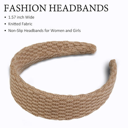 TEBIEKOY Knitted Headbands for Women - 4 Pack Non Slip Wide Hair Bands, Solid Color Elastic Hair Accessories for Girls Avelisse