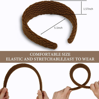 TEBIEKOY Knitted Headbands for Women - 4 Pack Non Slip Wide Hair Bands, Solid Color Elastic Hair Accessories for Girls Avelisse
