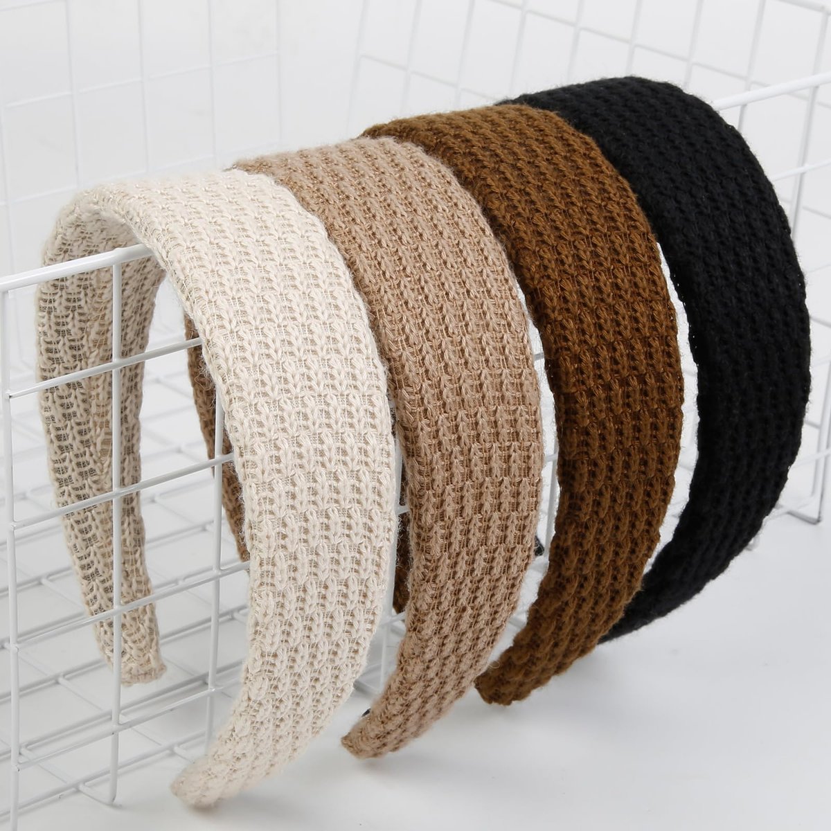 TEBIEKOY Knitted Headbands for Women - 4 Pack Non Slip Wide Hair Bands, Solid Color Elastic Hair Accessories for Girls Avelisse
